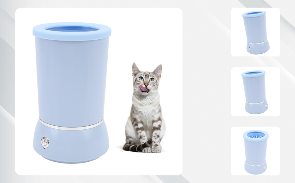 Автоматичний мийник лап для собак Asixxsix, перезаряджуваний, портативний, з м'якою силіконовою щіткою, електричний, для дому та подорожей, блакитний