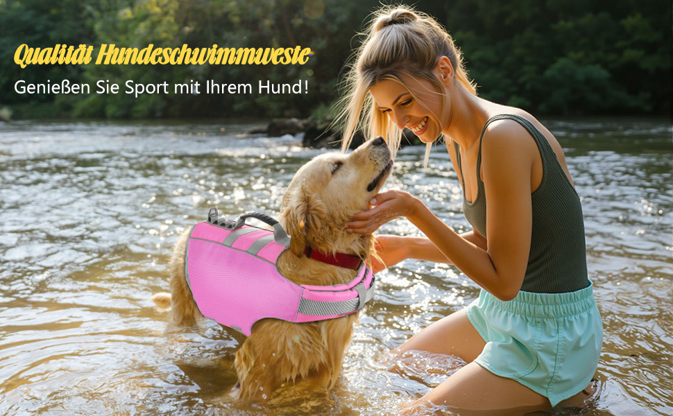 Спасальний жилет для собак Pawaboo, рожевий, розмір L, з регулюванням та надійним захватом