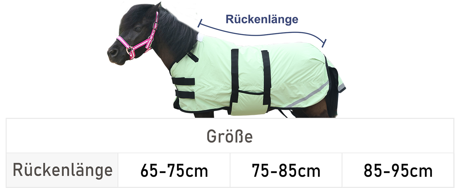 Gallopoff 300D Попона для поні/шетландського поні, 150 г/м², водонепроникна, дихаюча, зимова, міцна, для поні, лошат, міні- та карликових коней (зелена, 75-85 см)