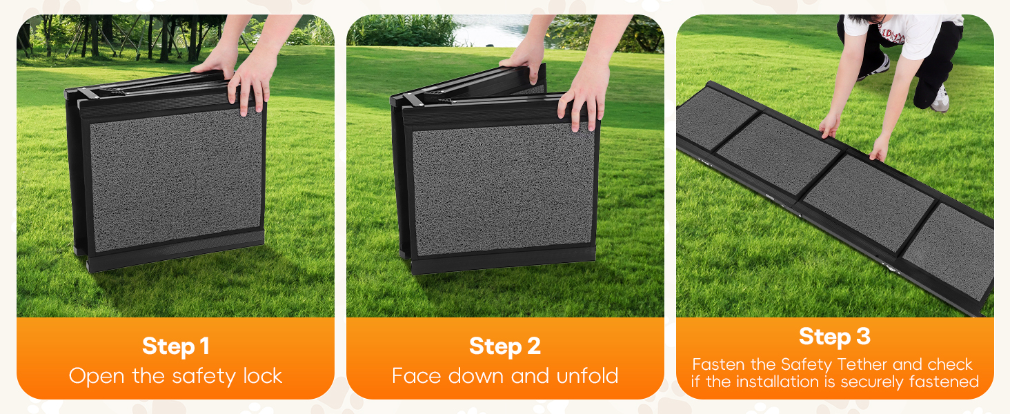 Рампа для собак до автомобіля, складана, до 115 кг, з антиковзким килимком, для вантажівок та SUV, великі та середні породи