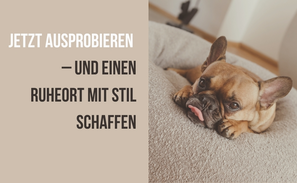 Крісло-лежанка для собак Holly Hundebett: міцний, зручний, з м'якої тканини Bouclé, Cocoon Design, підтримка шиї та хребта (S/M, кремовий)