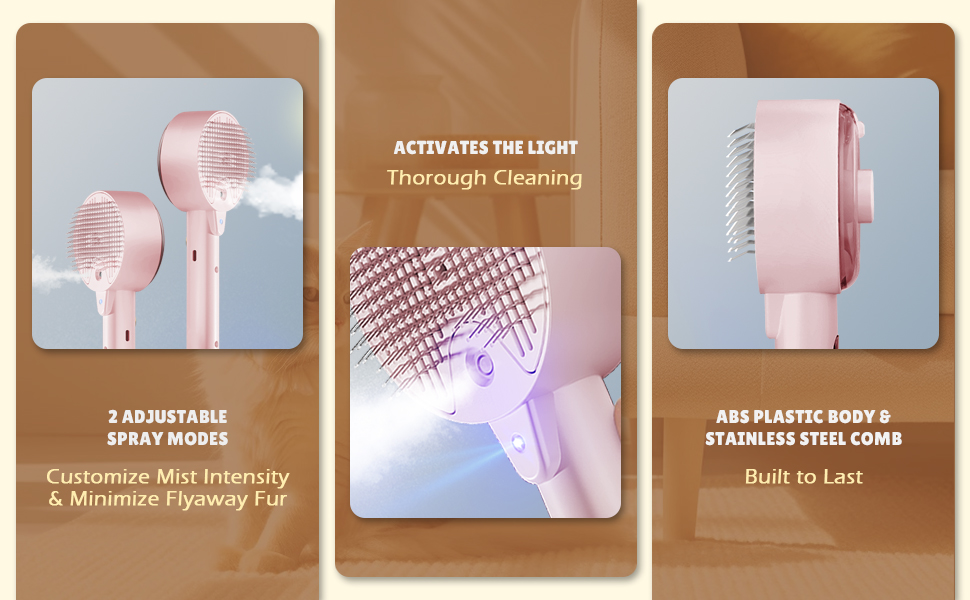 Бурштук для котів з парою 4-в-1, для видалення шерсті, для собак та котів (білий, рожевий)