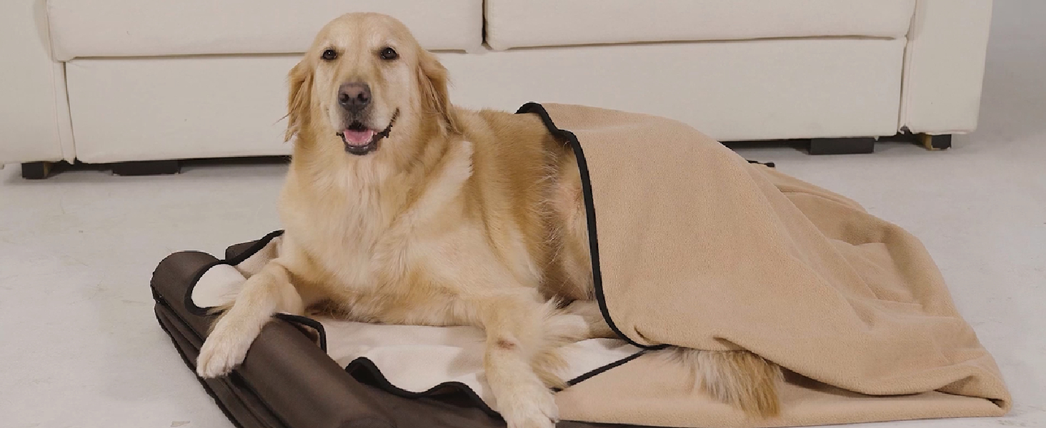 Водонепроникний коврик для собак PETTOM 152x127 см, м'який коврик для великих та маленьких собак, захисний коврик для дивана, ліжка, автокрісла, меблів - прання до 30°C (L, пісочний)