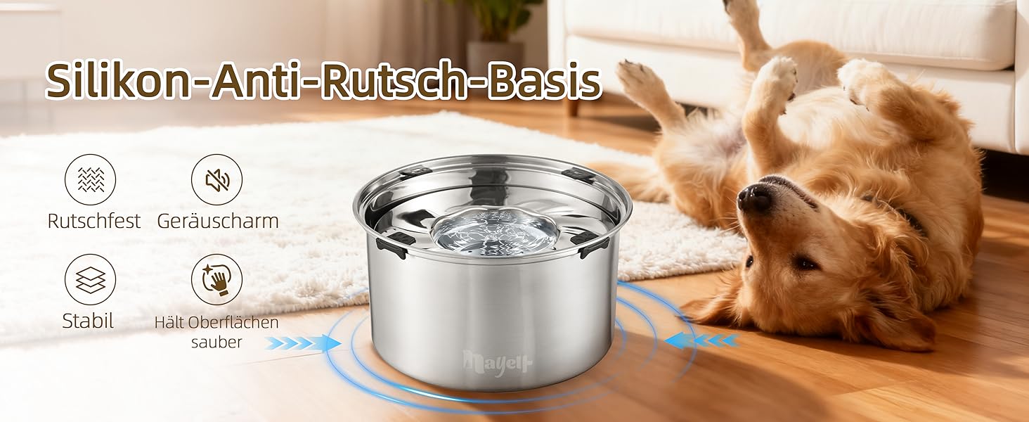 Нержавійна миска для собак великих і середніх порід 5.6л, проти протікання, для води, миска для собак, можна мити в посудомийній машині