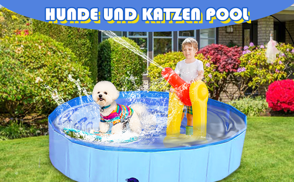 Складаний басейн для собак і котів XL 160×30 см, водонепроникний, протиковзкий, міцний, для дому та саду