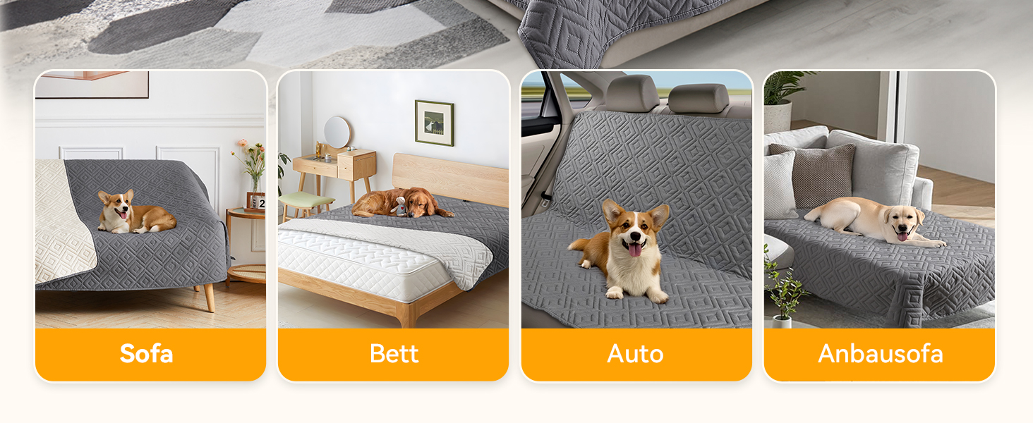 Водонепроникний килимок для собак, антиковзкий та пральний, ковдра для собак та котів, захисна ковдра від шерсті та подряпин для дивану, ліжка, автокрісла (Сірий, 127x152 см)