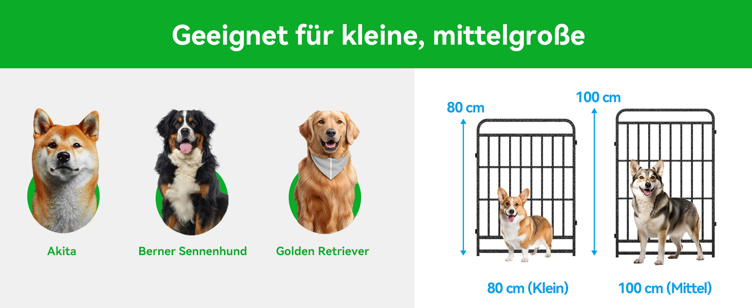 Кіягро вольєр для цуценят 544см, 100см висотою, 8-секційний розкладний вольєр для тварин з дверима, вольєр для собак, котів, кроликів, для саду, без інструментів, 8 секцій