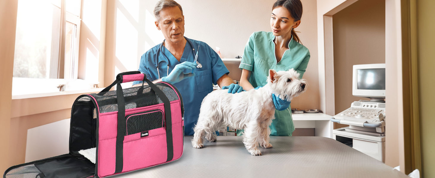 Транспортна сумка для котів та собак Zavothy, рожева, розмір M, з м'яким матрацом та регульованим ременем