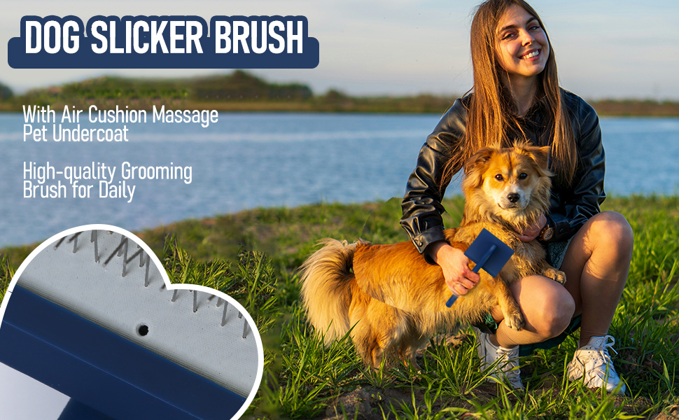 Щітка для вичісування довгошерстих собак та котів, велика, золота, для щоденного догляду за шерстю