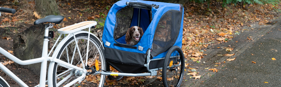 Причіп для велосипеда з захистом від дощу, для собак до 40 кг, складання, блакитний