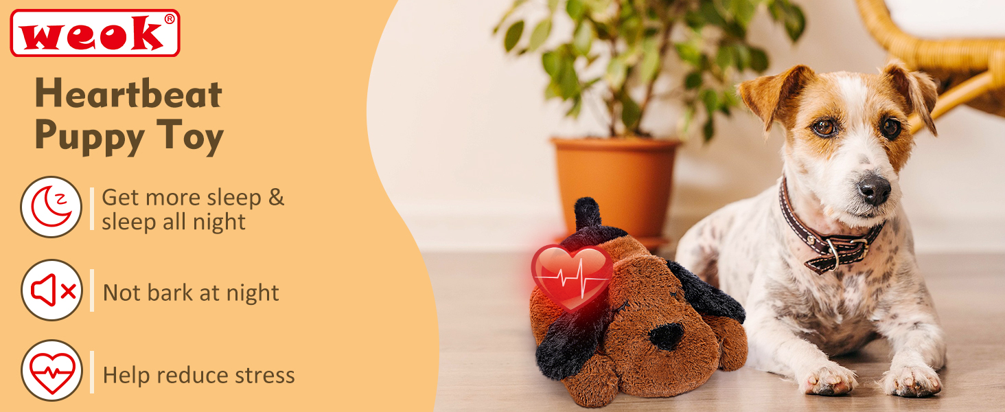Іграшка-сердечко для собак WEOK - комфортне м'яке ліжко для зняття тривоги, заспокійлива допомога, допомога зі сном, для середніх собак (колір коричневий)