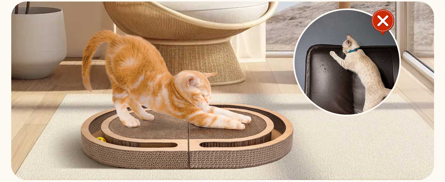 Nobleza Драбина-кіготь для котів велика 2-в-1, розкладна з іграшкою-м'ячиком та котячою м'ятою - високоякісна XXL драбина-кіготь для кількох котів, 60x40 см