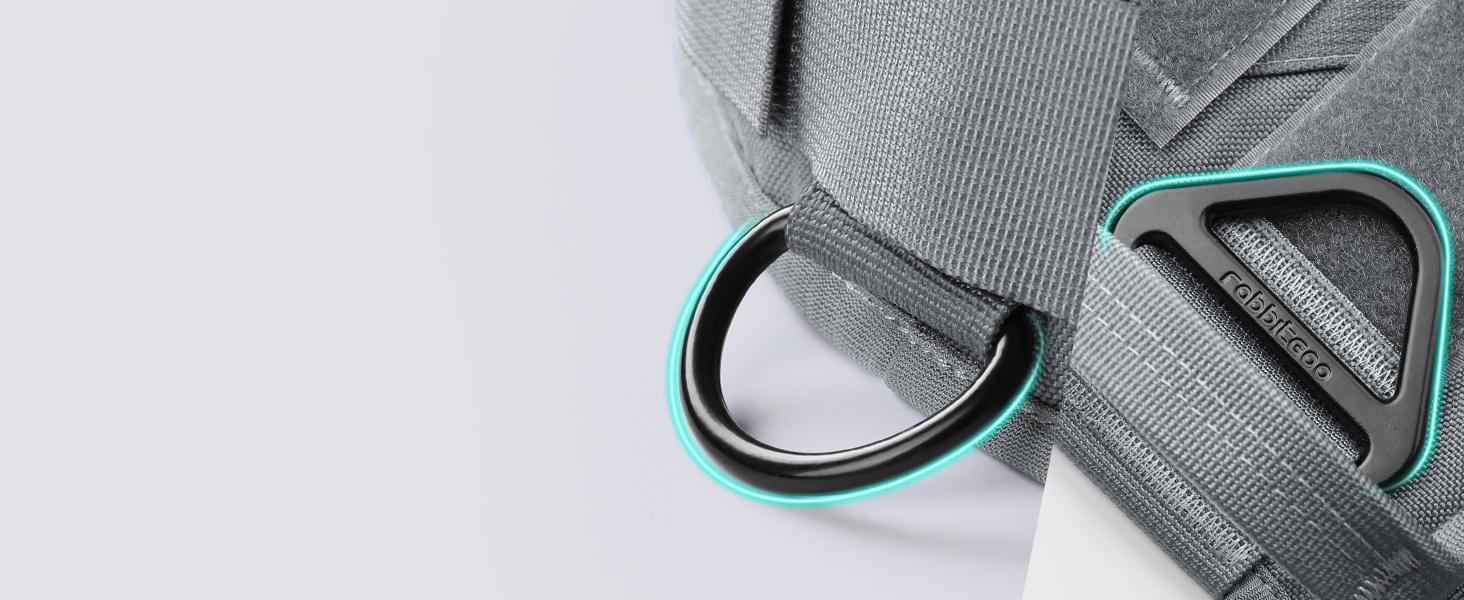 Шлейка для собак Rabbitgoo великих порід, без натягу, тактична з MOLLE, металеві пряжки, дихаюча, військова, регульована, з підкладкою, сіра, L (1 шт.)