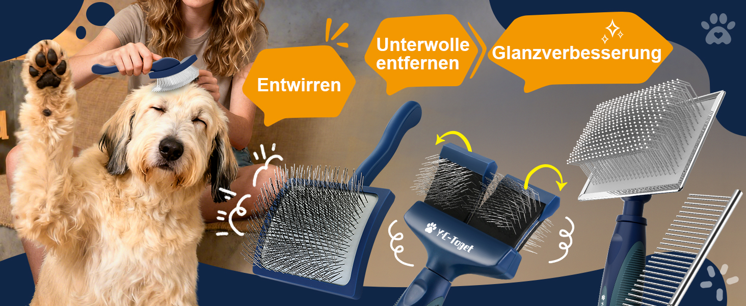 Щітка для собак Slicker з захисними кульками: масажна щітка для чутливої шкіри та шерсті, професійний догляд для довгошерстих собак та котів, Лабрадор