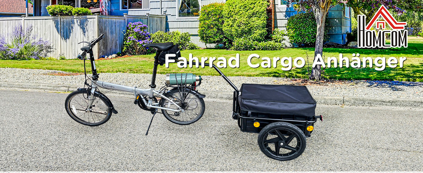 Причіп для велосипеда HOMCOM з тентом, вантажопідйомність до 40 кг, 144 x 59 x 80 см