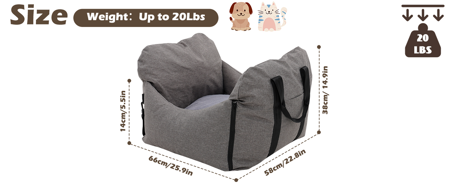 Автомобільний лежак для собак, знімний та миючий, неслизький, для маленьких та середніх собак, з ременями безпеки та бічними кишенями, підходить для будь-якого авто