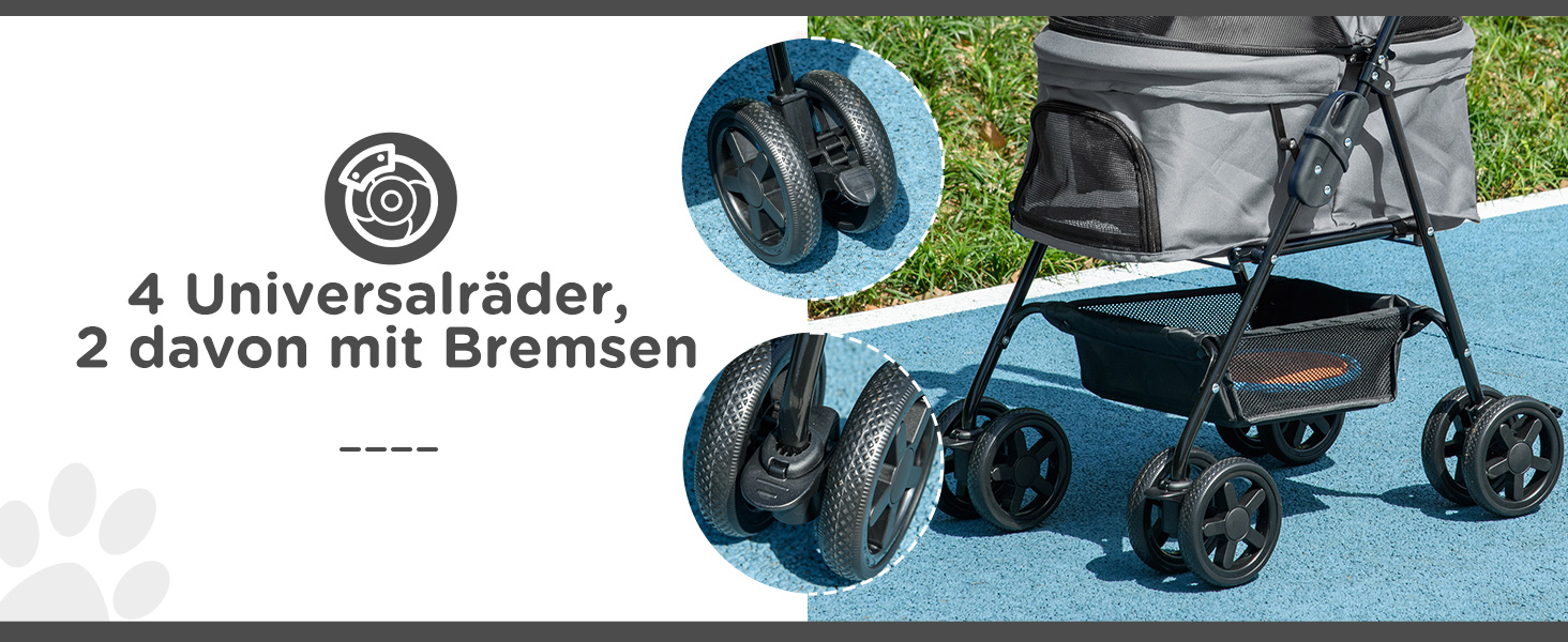 Візок для собак PawHut: зручний та компактний бугі для маленьких собак та котів. Сірий, 67 x 45 x 96 см