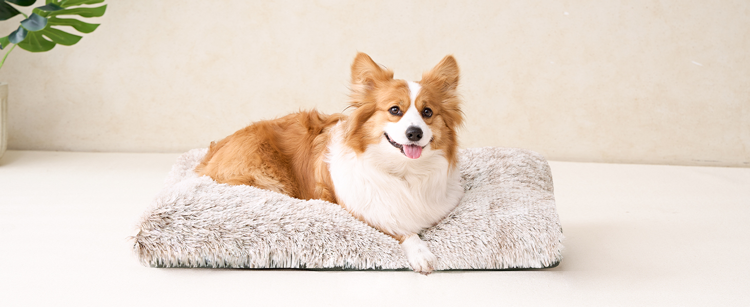 М'яке ліжко для собак EHEYCIGA, велике, XXL, 120x90 см, з довгим плюшем, неслизьке, коричневе, миється