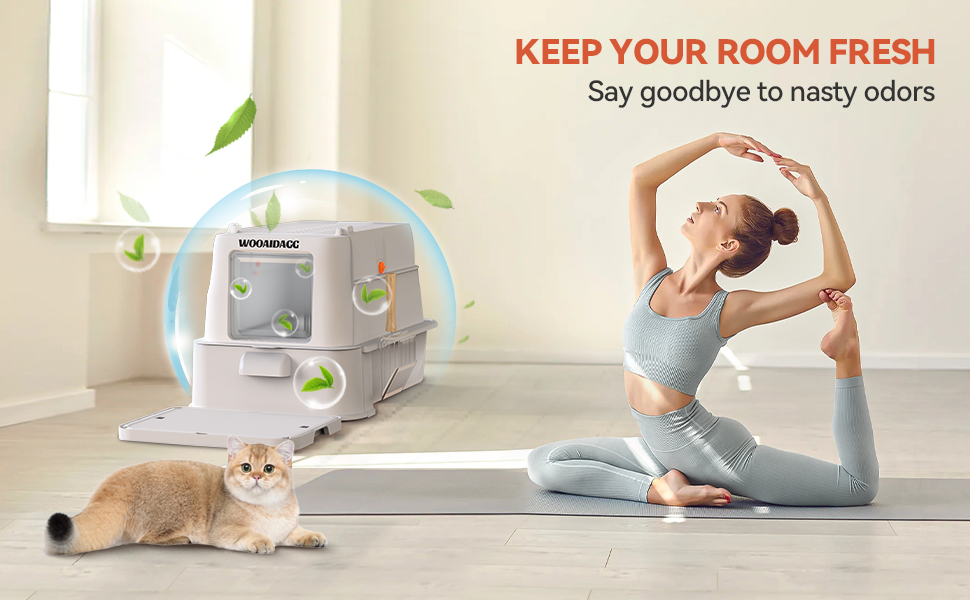 Торгівля для котів Wooaidagg з нержавіючої сталі з контролем запаху, модульна конструкція, легко чистити, розмір XL, підходить для всіх котів (темно-сірий)