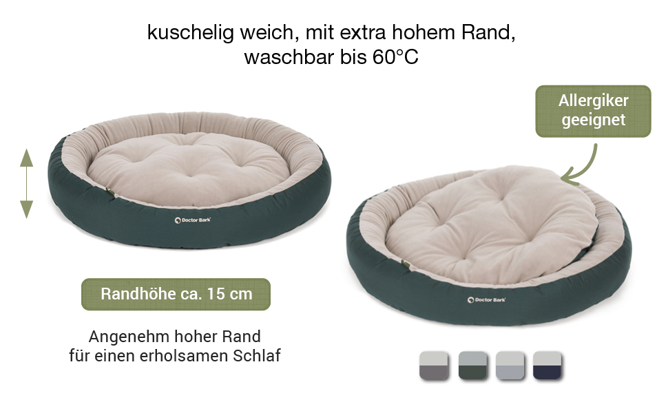 Кругле ліжко для собак середніх порід GreenLabel, м'яке, пухнасте, з вологостійким дном, фліс/бавовна, колір кобальтово-синій (L - 70x60 см)