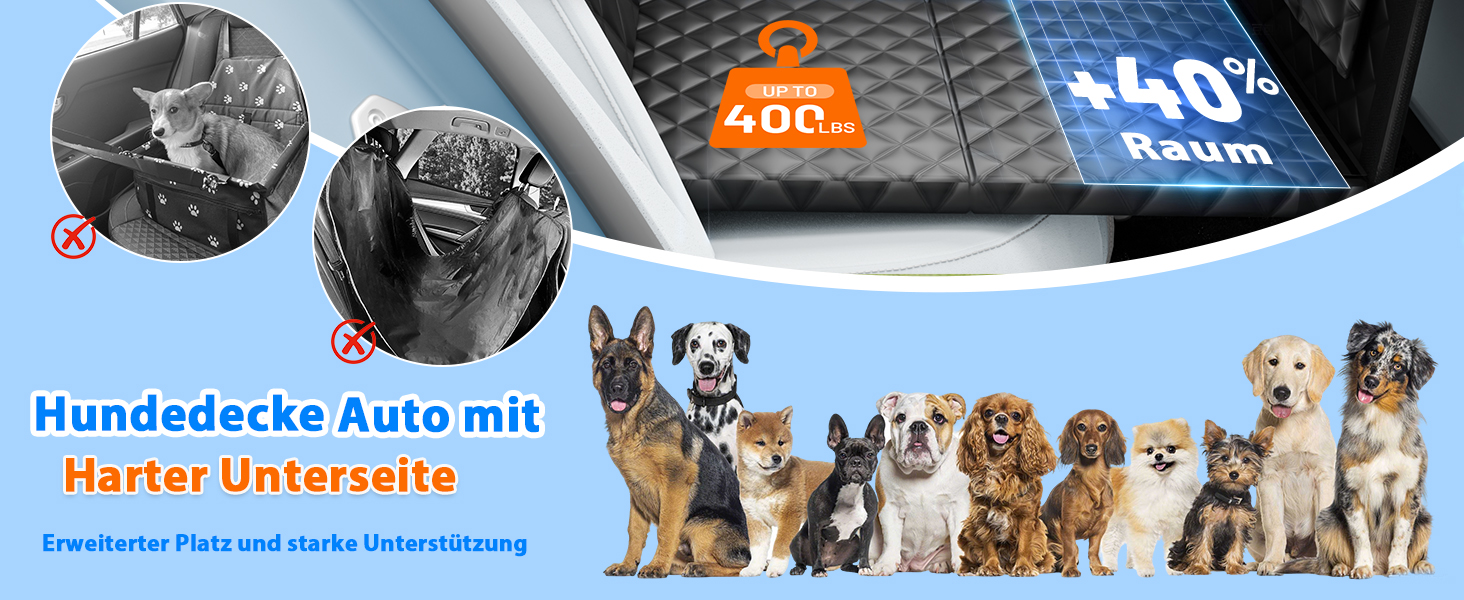 Накладка на сидіння автомобіля для собак, 2025, водонепроникна, неслизька, з жорсткою основою. Підходить для собак вагою до 180 кг (400 фунтів). Оранжево-чорна, товста, жорстка підошва. Ідеально для подорожей з тваринами в автомобілі/SUV.