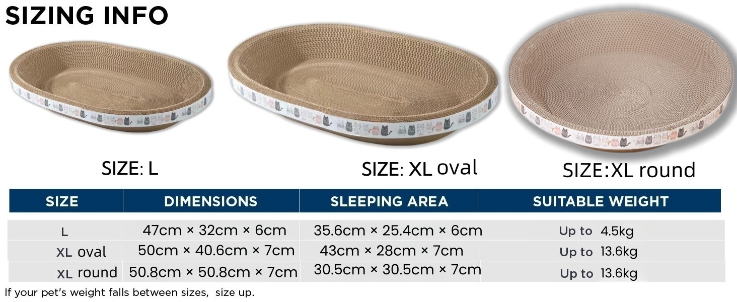 Килимок-подряпування для котів 2 шт., овал, 61 см, з м'якою лежанкою, з картону, для дому