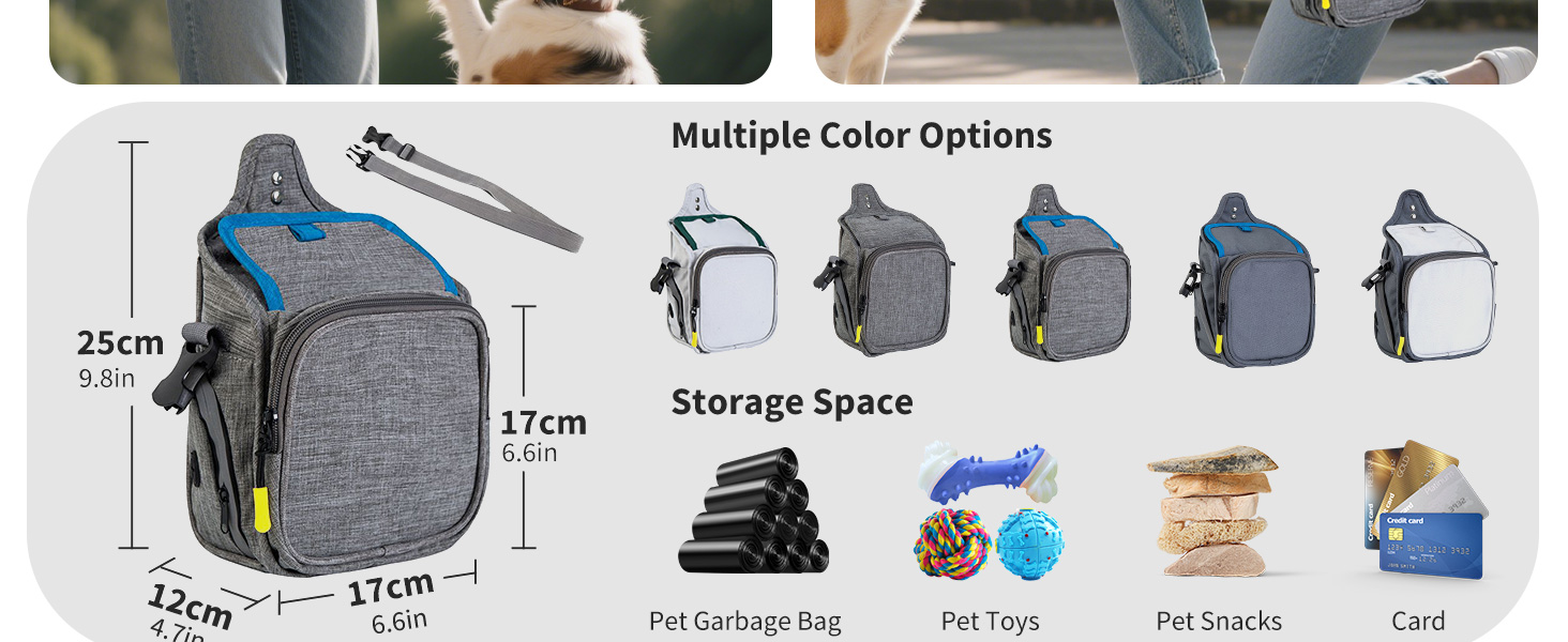 PETCUTE: Сумка для дресирування собак, зручна та міцна, з дозатором для відходів, сіра+блакитна