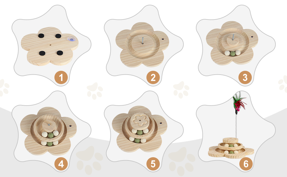 Інтерактивна іграшка для котів 4 в 1: когтеточка з мотузки, інтерактивна іграшка з пір'ям, дерев'яна іграшка-головоломка