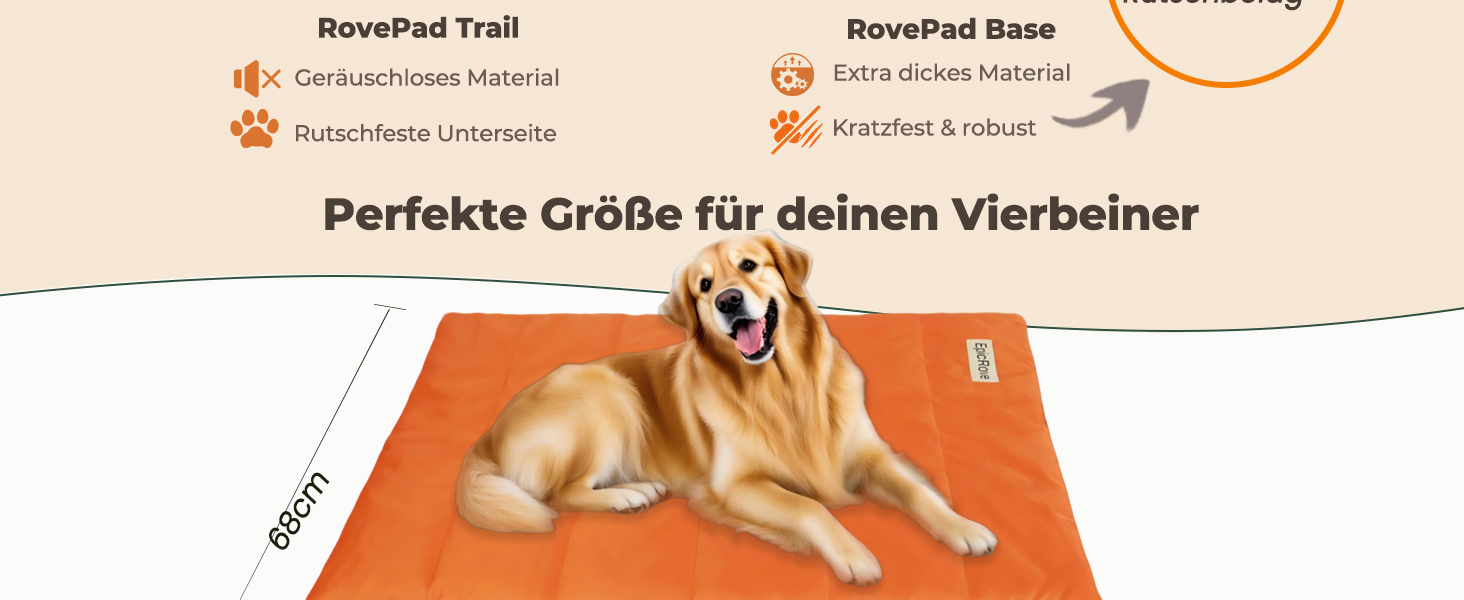 Водонепроникний килимок для собак RovePad Base 110x68 см - неслизький, миючий, стійкий до подряпин, для собак та котів, для подорожей та кемпінгу