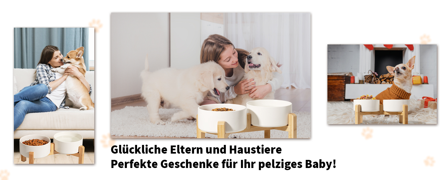 Набір мисок для собак, підняті миски, кераміка, протиковзкий стійкий, 2 шт., 850 мл, білий