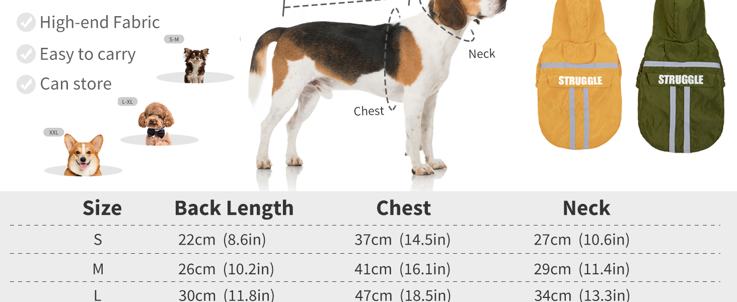 Дощовик для собак PETCUTE: водонепроникний, дихаючий, з капюшоном, XL, оливковий