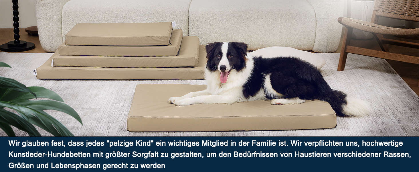 М'яке ортопедичне ліжко для собак середніх порід, коричневе, з антиковзким покриттям, з штучної шкіри, миється, розмір 83 x 55 x 7 см