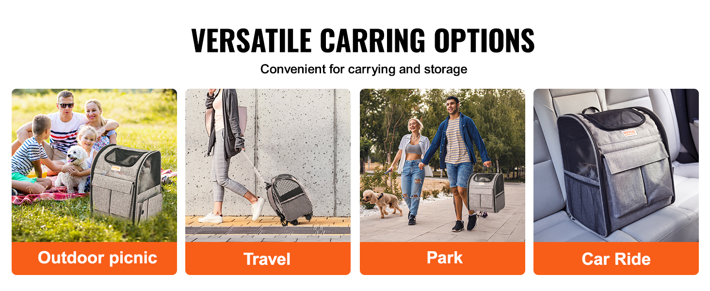 Тролей для собак VEVOR, складний, до 8,1 кг, сірий. Зручний рюкзак-переноска для тварин з 5 кишенями. Ідеально для подорожей та прогулянок