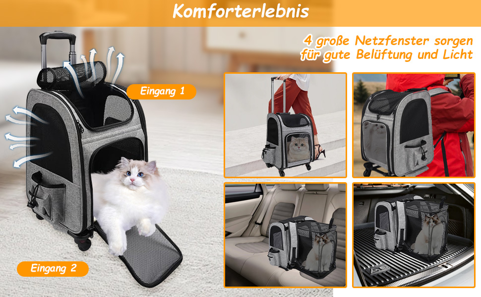 Транспортна переноска для котів та собак з візком Stil, розширювана, до 15 кг