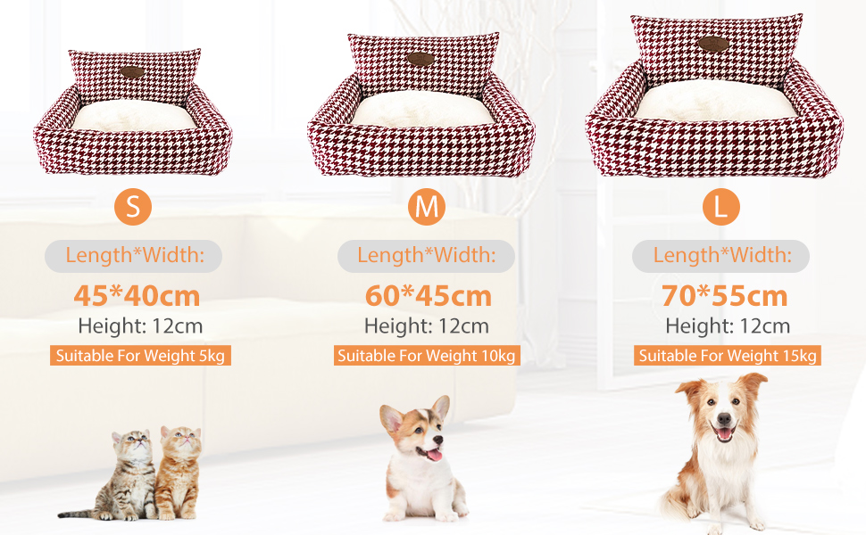 Ортопедичне ліжко для собак PETCUTE, зручний лежак для котів та собак середніх та великих порід, світло-коричневий колір, знімний коврик