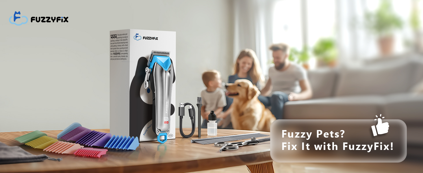 Машинка для стрижки собак FuzzyFix Leise - для густого хутра, акумуляторна, срібна