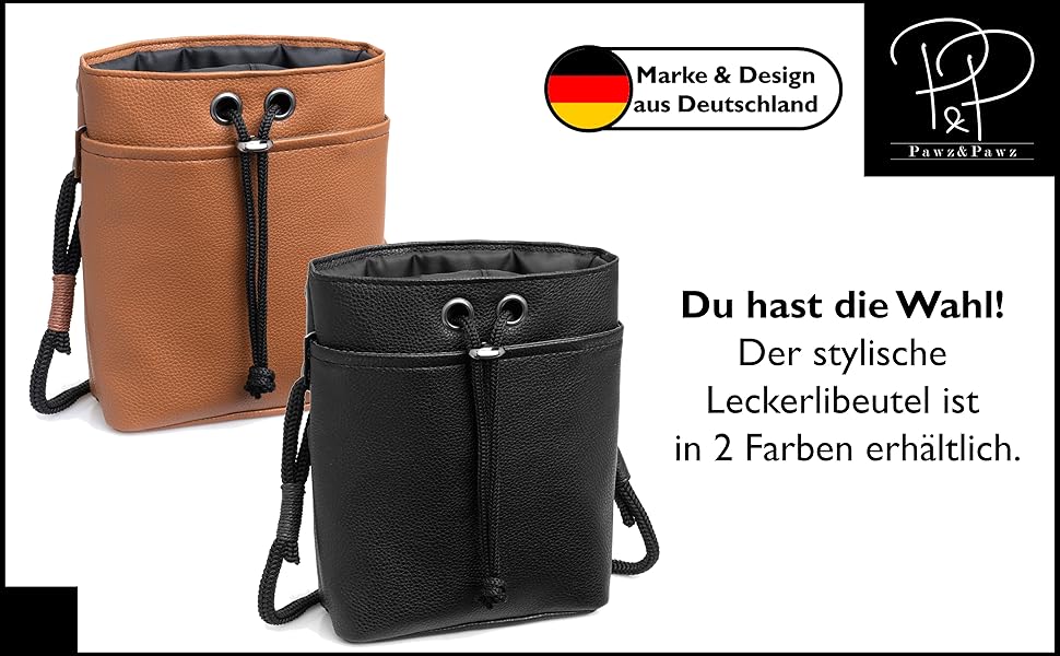 Pawz&Pawz Лекарлики для собак | Стильний набір для годування та дресирування | Практичний, міцний кишенька для ласощів + диспенсер для відходів | Сумка для прогулянки з собакою, коричнева