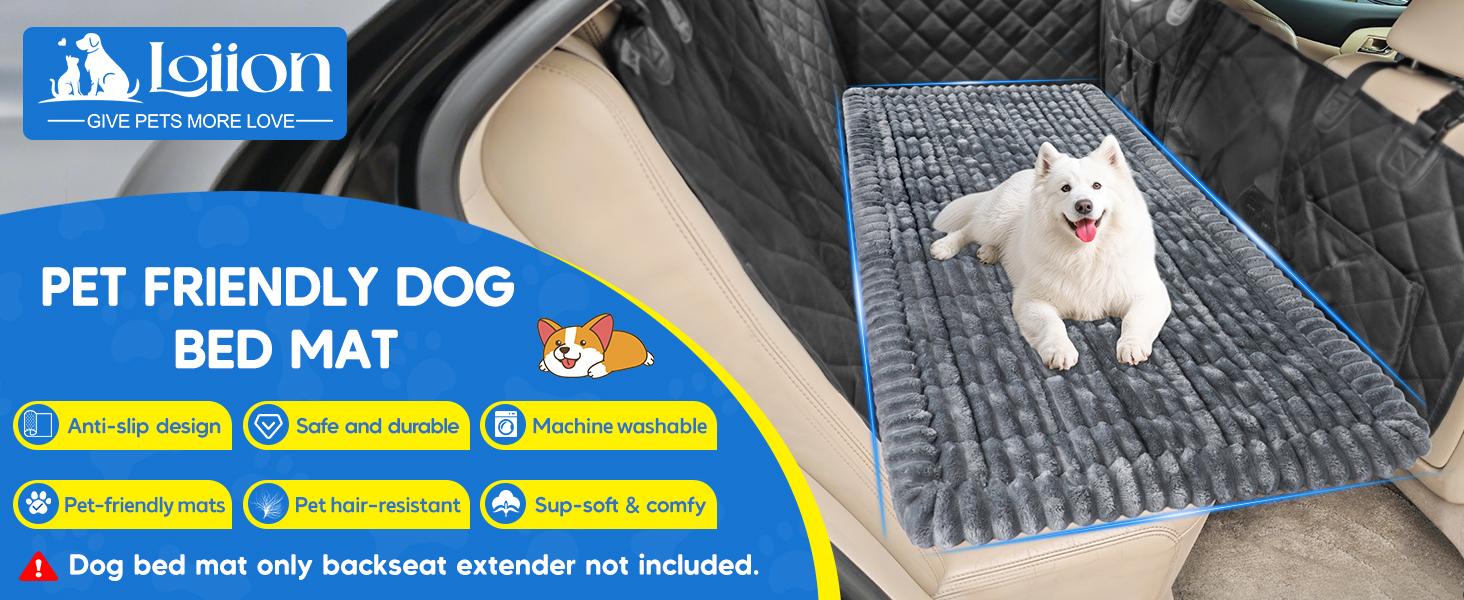 Килимок для собак у машину Loiion, антиковзаюча підстилка на заднє сидіння, м'яка автодеки для собак, 127×62,5x2,5 см, темно-сірий