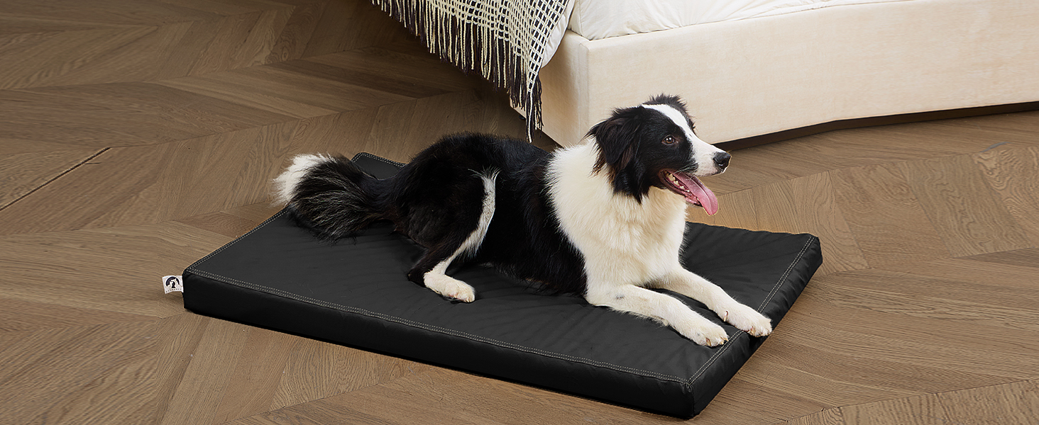 Ортопедичне ліжко для собак великих порід від GUANGDEEN - м'яке, знімний чохол, чорний колір, 116x71x7 см