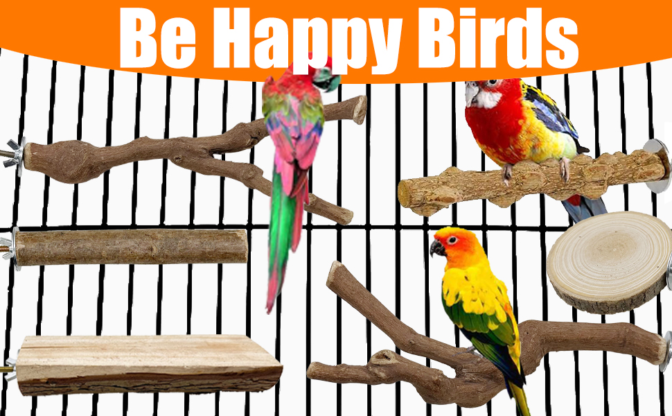 Набір з 9 дерев'яних перекладин Allazone для птахів, гойдалки для папуг, аксесуари для клітки, стиль 2