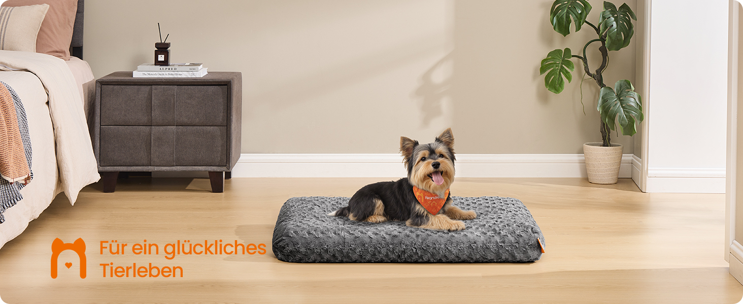 Ліжко для собак Feandrea XL, м'яке, плюшеве, 110 x 73 см, для великих собак, сірий, знімний чохол, антиковзаюче покриття