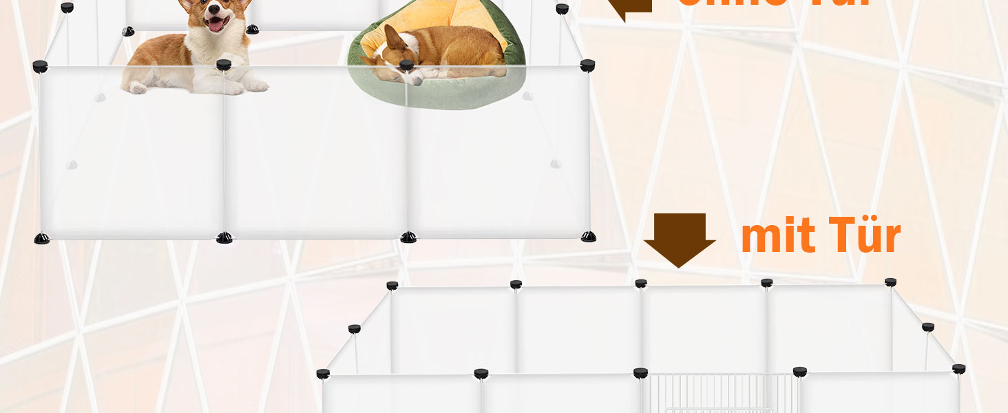 Клітка-вольєр для дрібних тварин FIVMEN 145x75x48 см з 12 панелями та дверима (біла)