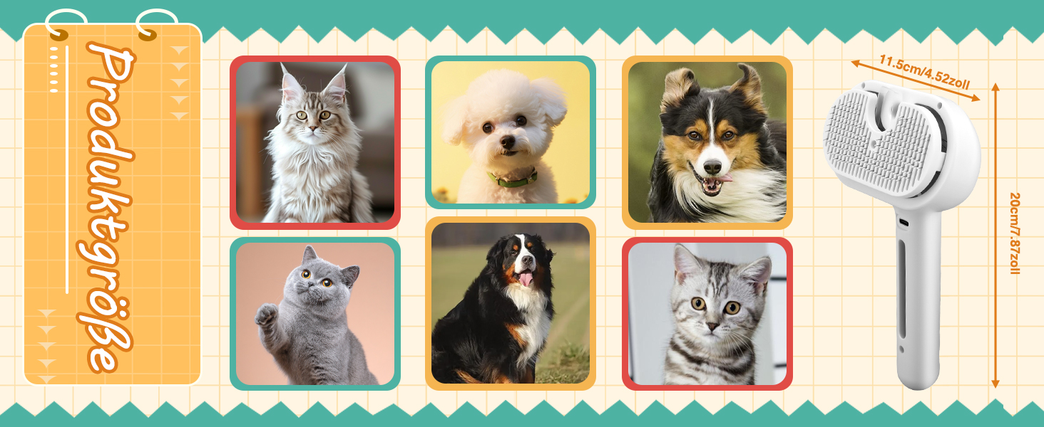 Двокомпонентна щітка для котів з парою, 2 шт. Щітка для котів та собак з розпилювачем, знімна, портативна. Підходить для короткої та довгої шерсті, видалення шерсті та догляду (білий)