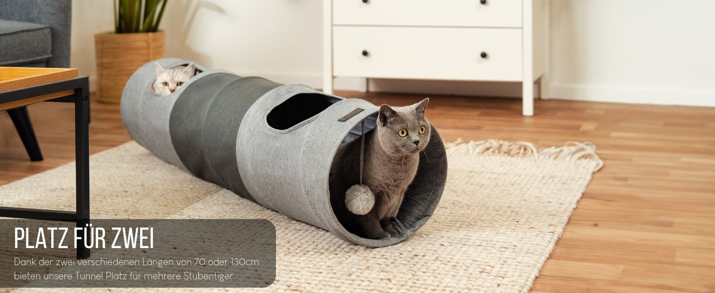 Туннель для котів Lionto з іграшковою кулькою, 30x70 см, розкладний, з матеріалу, що легко чиститься, для котів, міцні іграшки для котів, діаметр 30 см