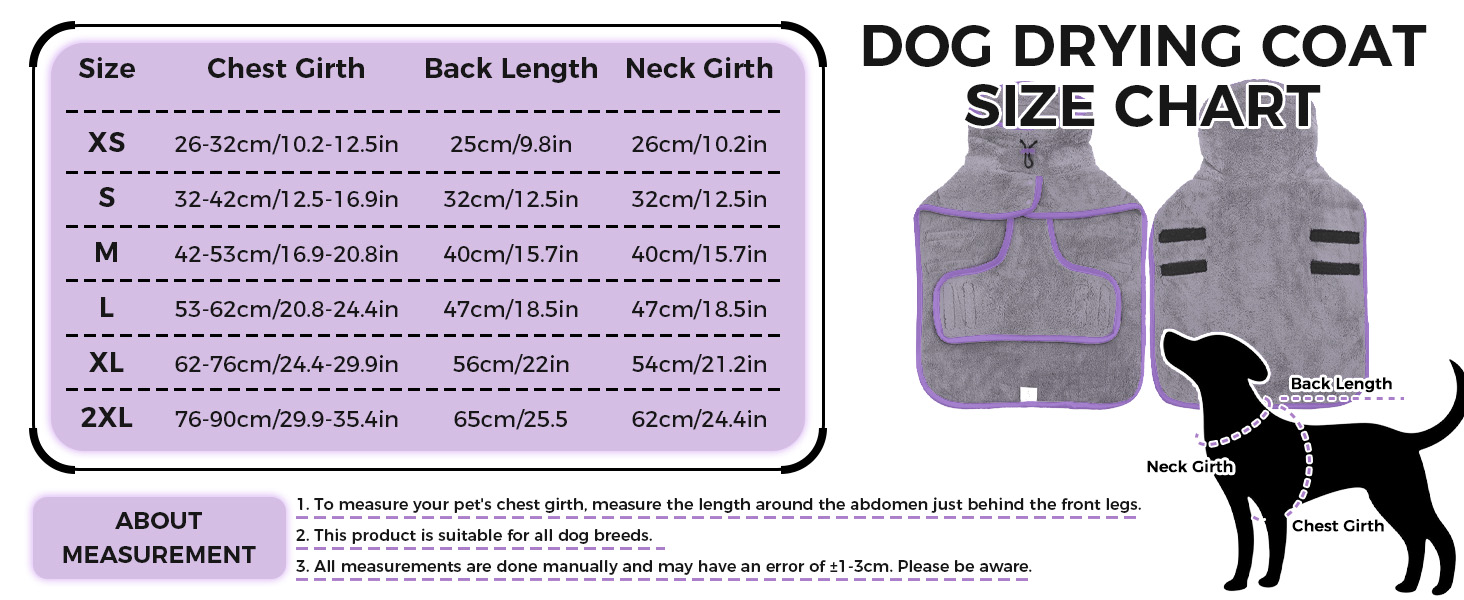 Рушник для собак, халат для собак маленьких, середніх та великих порід, швидковисихаючий рушник з мікрофібри, халат для собак з клямками та регульованими стяжками (XS, сірий)