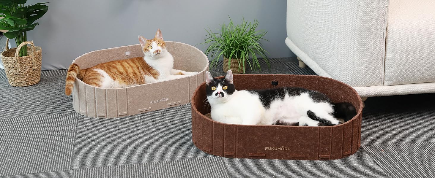 Кразборд для котів FUKUMARU: диван з крафт-паперу, 61 см, з м'яким лежаком, коричневий