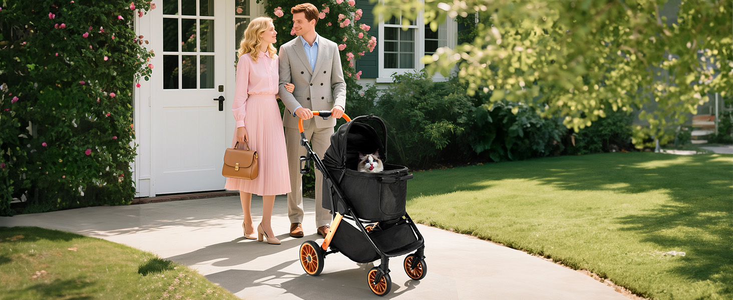 Візок для собак та котів MAMIZO, складний, до 25 кг, чорний