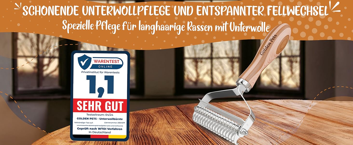 Двостороння щітка для собак та котів 2в1: щітка для підшерстка та гребінець для видалення підшерстка та ковтунів, бамбук, розмір M-L + E-book
