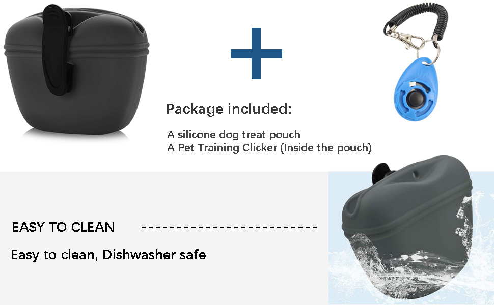 Сумка для ласощів для дресирування собак з силікону, з магнітною застібкою, з кліпсою для пояса, чорного кольору