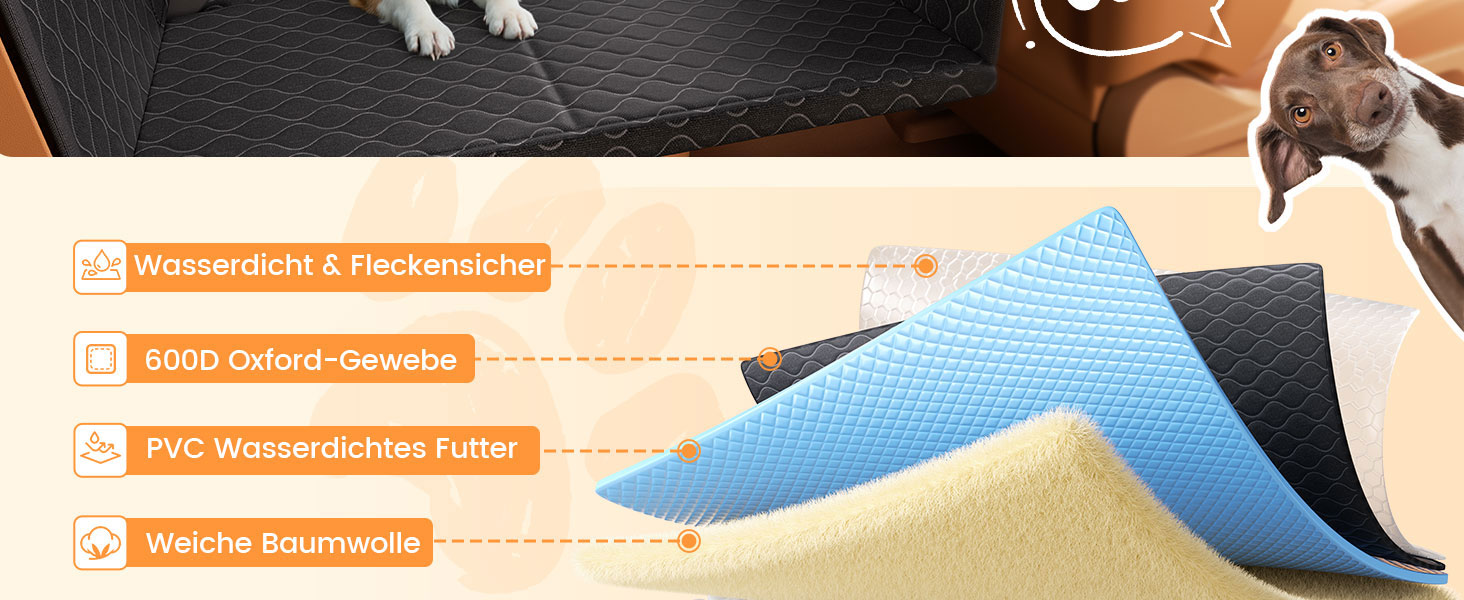 Захист для заднього сидіння авто Lamicall: водонепроникний килимок для собак, міцний, до 195 кг, для легкових автомобілів та SUV